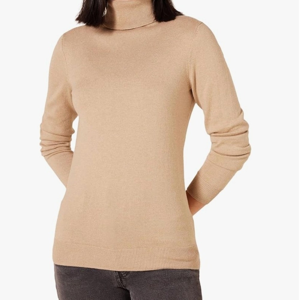 Amazon Essentials Womens Camel‎ Heather Turtleneck Sweater Large